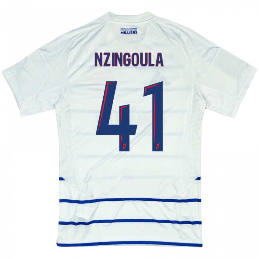 Niño Camiseta Rabby Nzingoula #41 Blanco Azul 2ª Equipación 2024/25 La Camisa