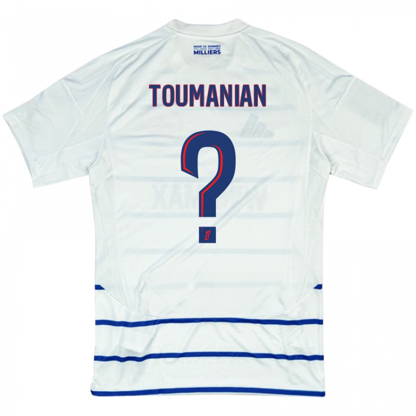 Niño Camiseta Anthony Toumanian #0 Blanco Azul 2ª Equipación 2024/25 La Camisa