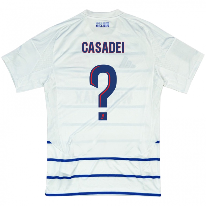 Niño Camiseta Alexis Casadei #0 Blanco Azul 2ª Equipación 2024/25 La Camisa