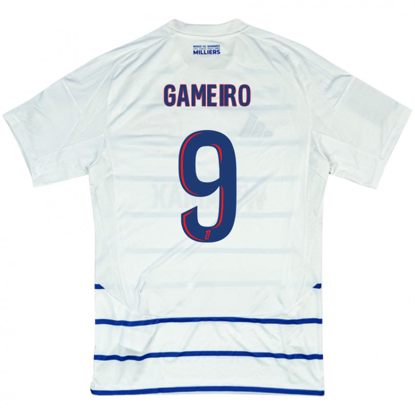 Niño Camiseta Kévin Gameiro #9 Blanco Azul 2ª Equipación 2024/25 La Camisa