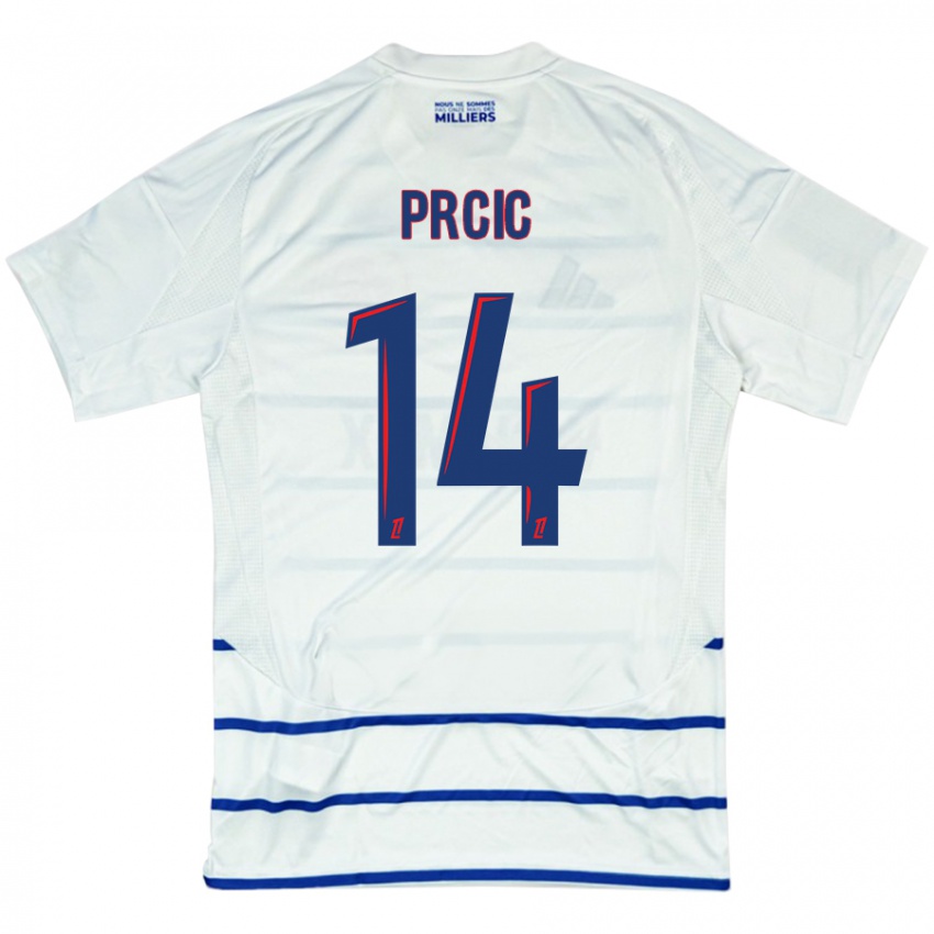 Niño Camiseta Sanjin Prcic #14 Blanco Azul 2ª Equipación 2024/25 La Camisa