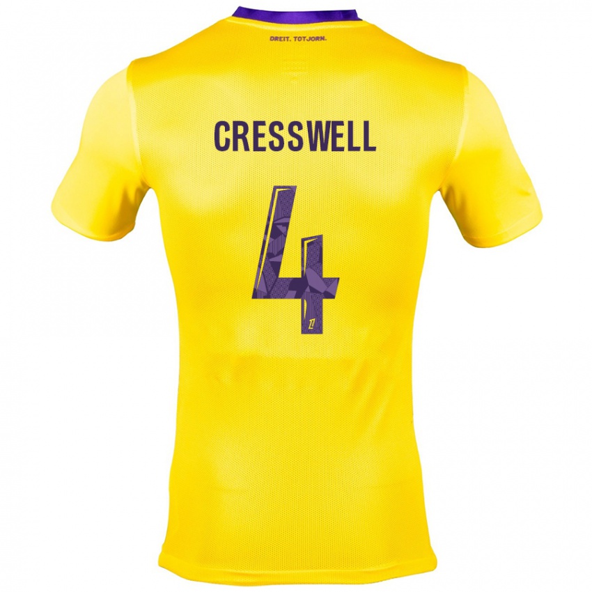 Niño Camiseta Charlie Cresswell #4 Amarillo Morado 2ª Equipación 2024/25 La Camisa