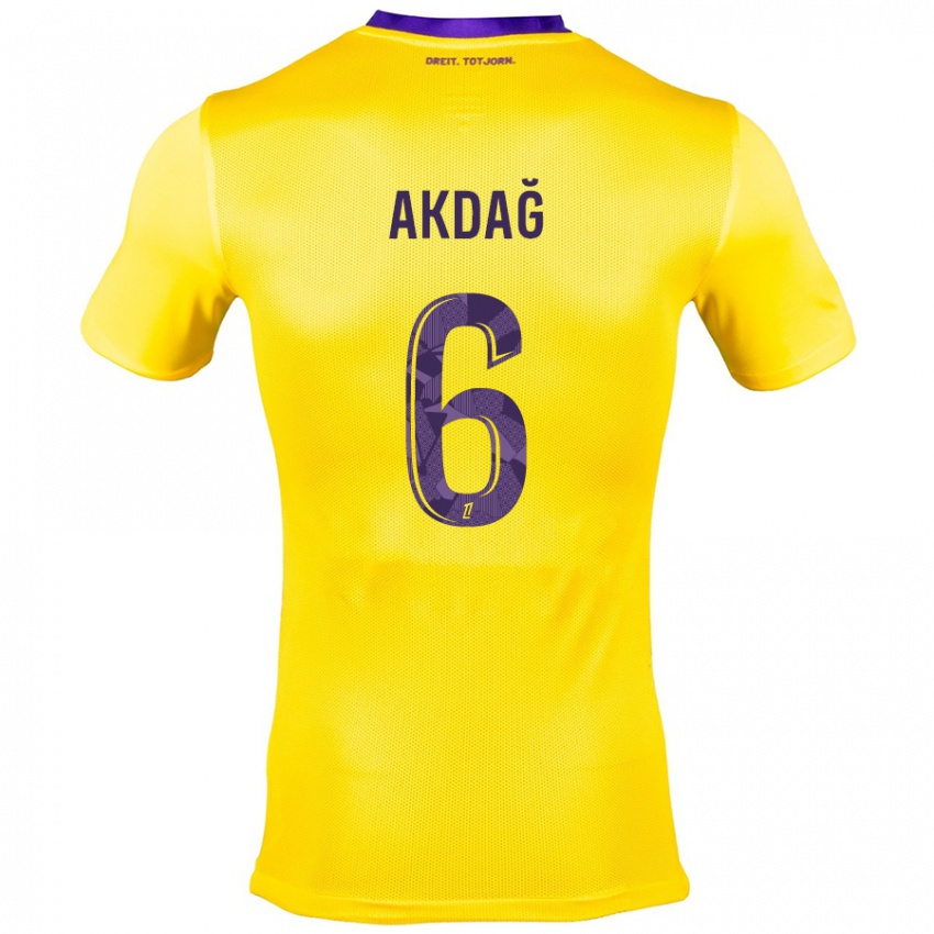 Niño Camiseta Ümit Akdağ #6 Amarillo Morado 2ª Equipación 2024/25 La Camisa