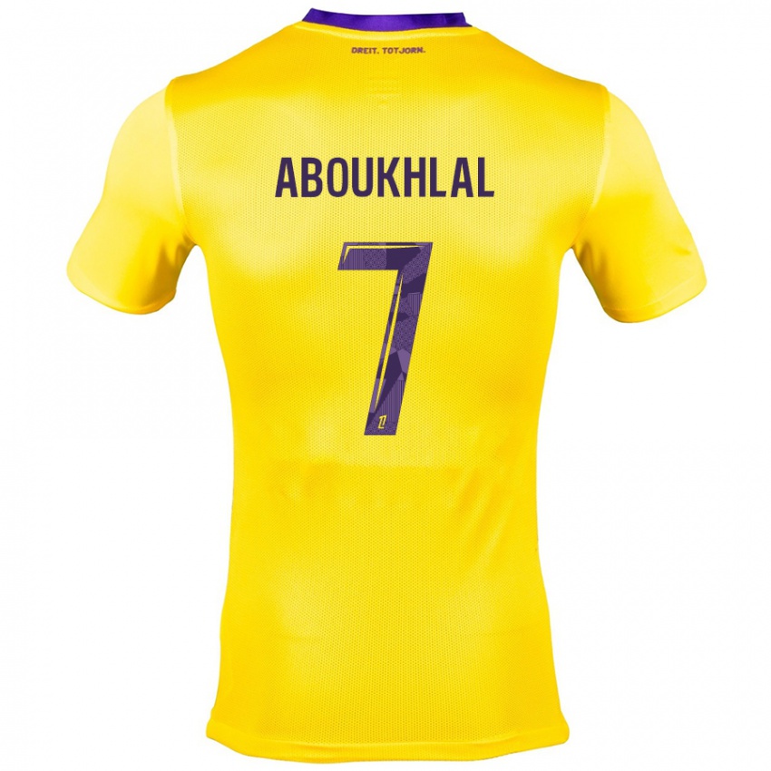 Niño Camiseta Zakaria Aboukhlal #7 Amarillo Morado 2ª Equipación 2024/25 La Camisa