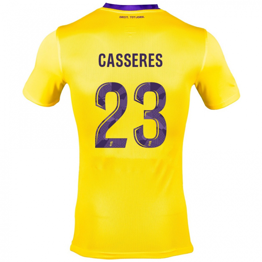 Niño Camiseta Cristian Cásseres Jr. #23 Amarillo Morado 2ª Equipación 2024/25 La Camisa