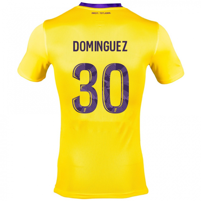 Niño Camiseta Álex Domínguez #30 Amarillo Morado 2ª Equipación 2024/25 La Camisa