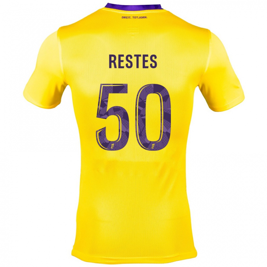 Niño Camiseta Guillaume Restes #50 Amarillo Morado 2ª Equipación 2024/25 La Camisa