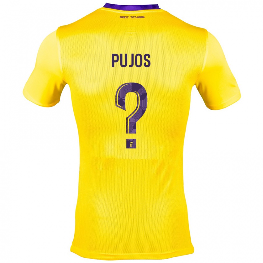 Niño Camiseta Clément Pujos #0 Amarillo Morado 2ª Equipación 2024/25 La Camisa