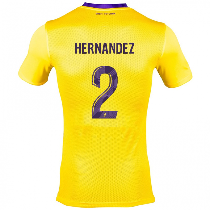 Niño Camiseta Lucie Hernandez #2 Amarillo Morado 2ª Equipación 2024/25 La Camisa