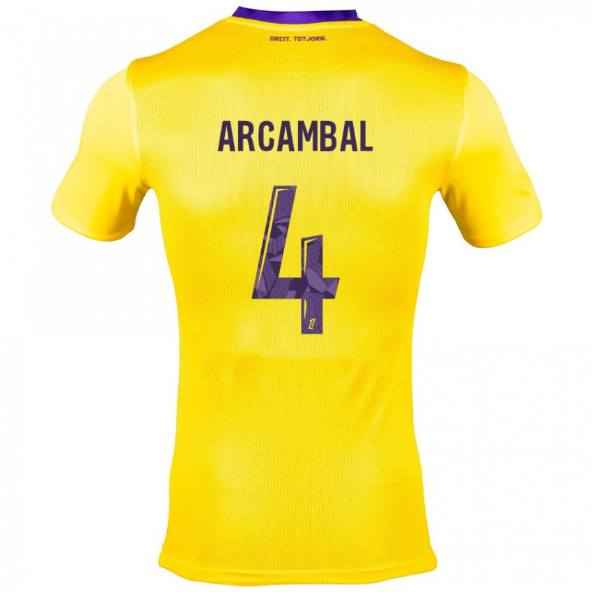 Niño Camiseta Anais Arcambal #4 Amarillo Morado 2ª Equipación 2024/25 La Camisa