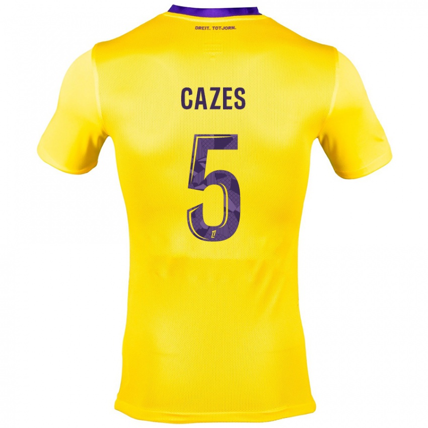 Niño Camiseta Manon Cazes #5 Amarillo Morado 2ª Equipación 2024/25 La Camisa