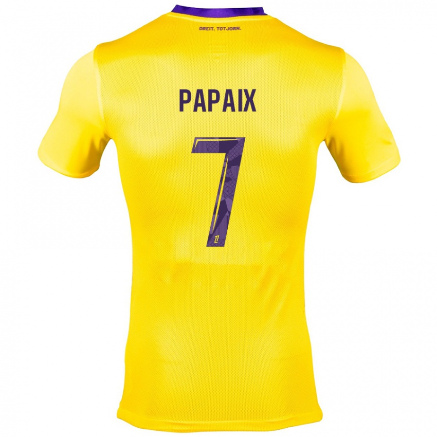 Niño Camiseta Marie Papaix #7 Amarillo Morado 2ª Equipación 2024/25 La Camisa