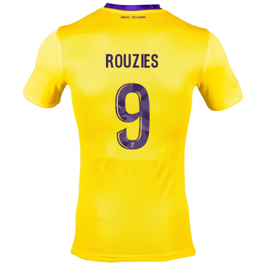 Niño Camiseta Manon Rouzies #9 Amarillo Morado 2ª Equipación 2024/25 La Camisa