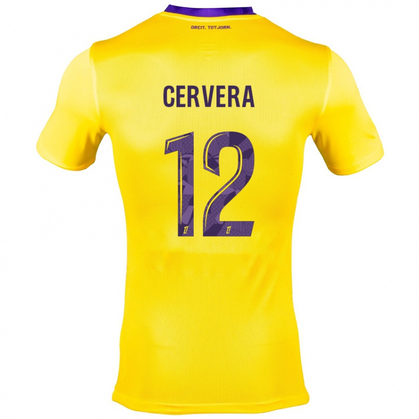 Niño Camiseta Laurianne Cervera #12 Amarillo Morado 2ª Equipación 2024/25 La Camisa