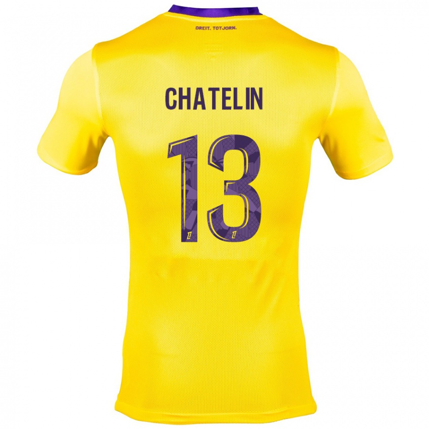 Niño Camiseta Delphin Chatelin #13 Amarillo Morado 2ª Equipación 2024/25 La Camisa