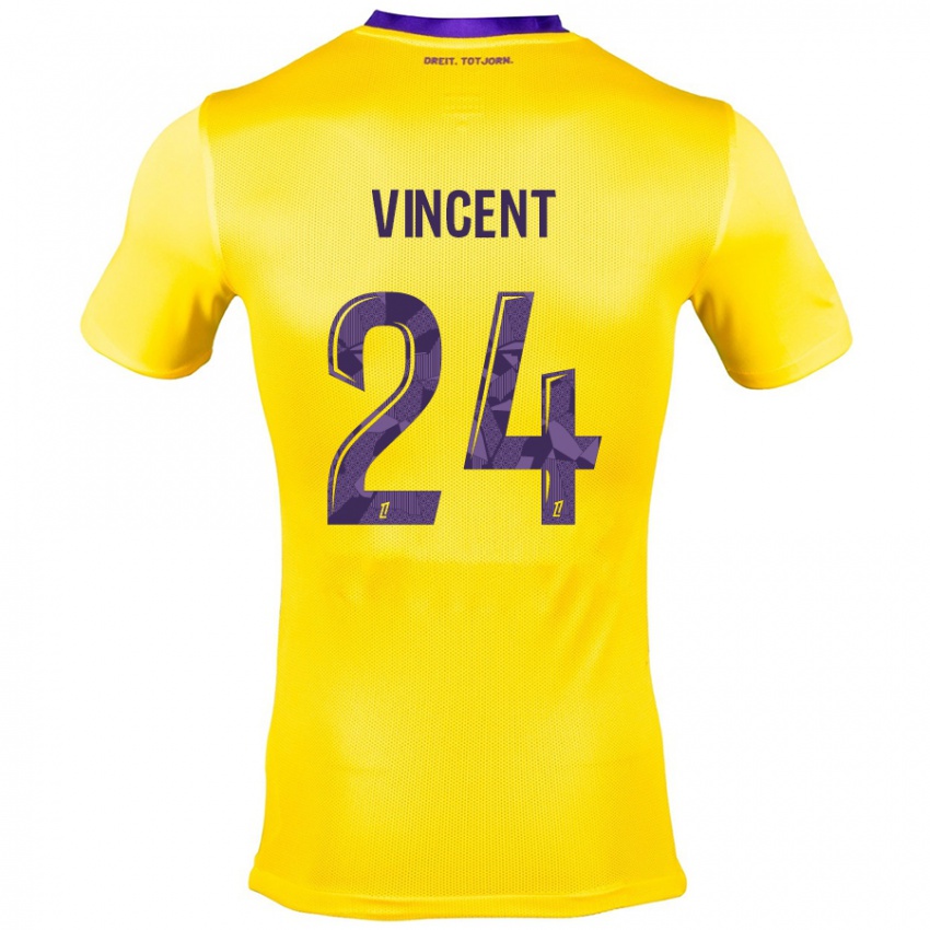 Niño Camiseta Magalie Vincent #24 Amarillo Morado 2ª Equipación 2024/25 La Camisa