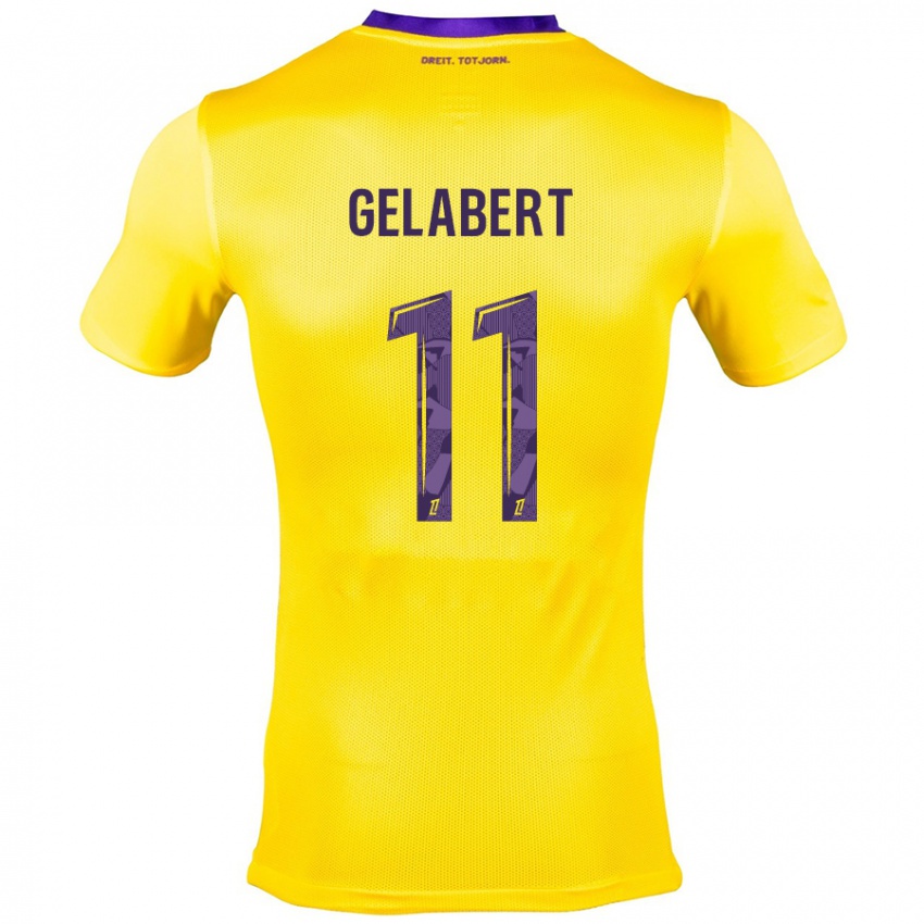 Niño Camiseta César Gelabert #11 Amarillo Morado 2ª Equipación 2024/25 La Camisa