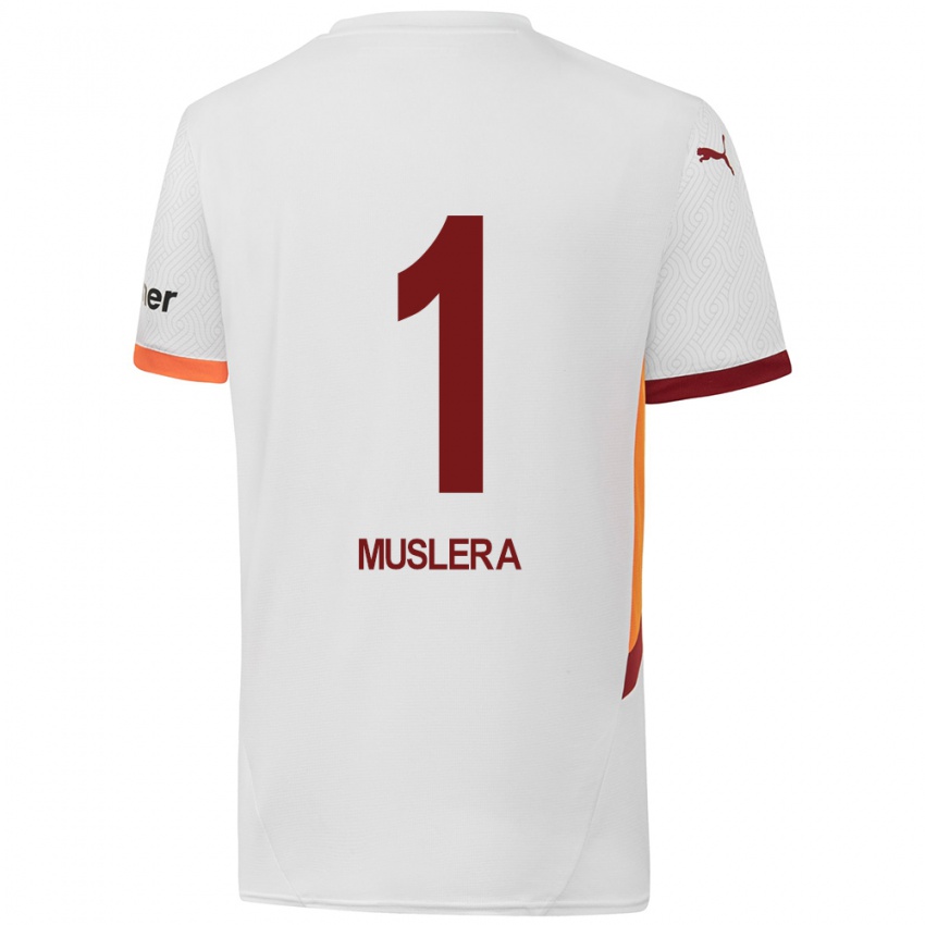 Niño Camiseta Fernando Muslera #1 Blanco Amarillo Rojo 2ª Equipación 2024/25 La Camisa