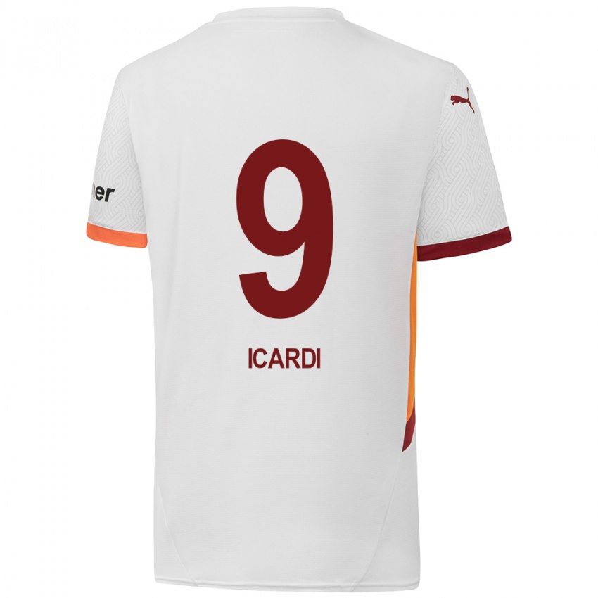 Niño Camiseta Mauro Icardi #9 Blanco Amarillo Rojo 2ª Equipación 2024/25 La Camisa