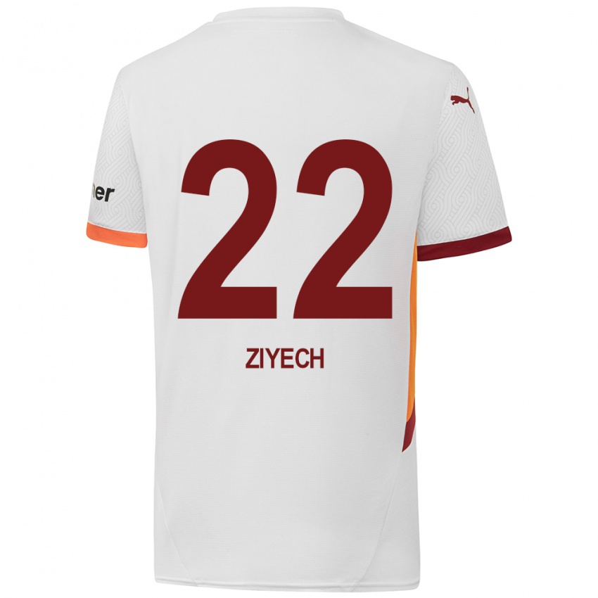 Niño Camiseta Hakim Ziyech #22 Blanco Amarillo Rojo 2ª Equipación 2024/25 La Camisa