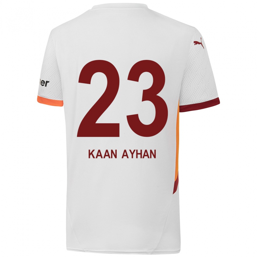 Niño Camiseta Kaan Ayhan #23 Blanco Amarillo Rojo 2ª Equipación 2024/25 La Camisa