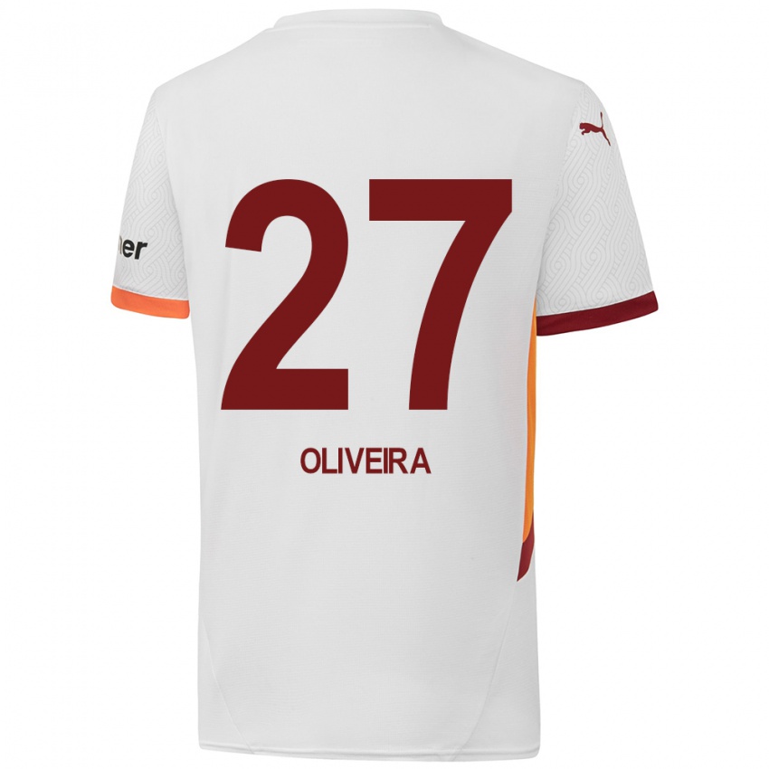 Niño Camiseta Sergio Oliveira #27 Blanco Amarillo Rojo 2ª Equipación 2024/25 La Camisa