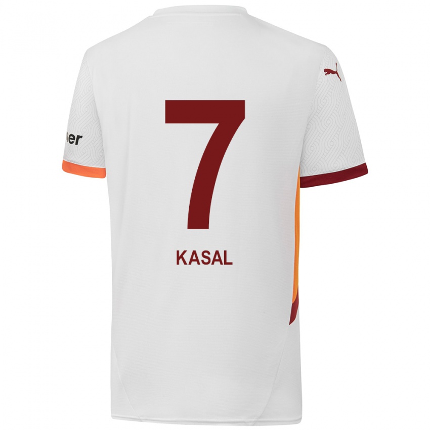 Niño Camiseta Yasin Kasal #7 Blanco Amarillo Rojo 2ª Equipación 2024/25 La Camisa