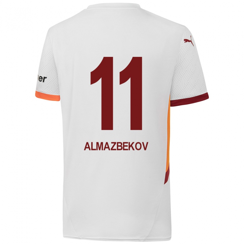 Niño Camiseta Beknaz Almazbekov #11 Blanco Amarillo Rojo 2ª Equipación 2024/25 La Camisa