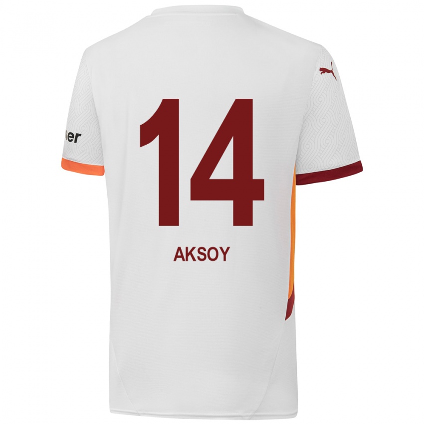 Niño Camiseta Berkan Aksoy #14 Blanco Amarillo Rojo 2ª Equipación 2024/25 La Camisa