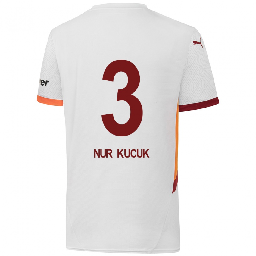 Niño Camiseta Rabia Nur Küçük #3 Blanco Amarillo Rojo 2ª Equipación 2024/25 La Camisa