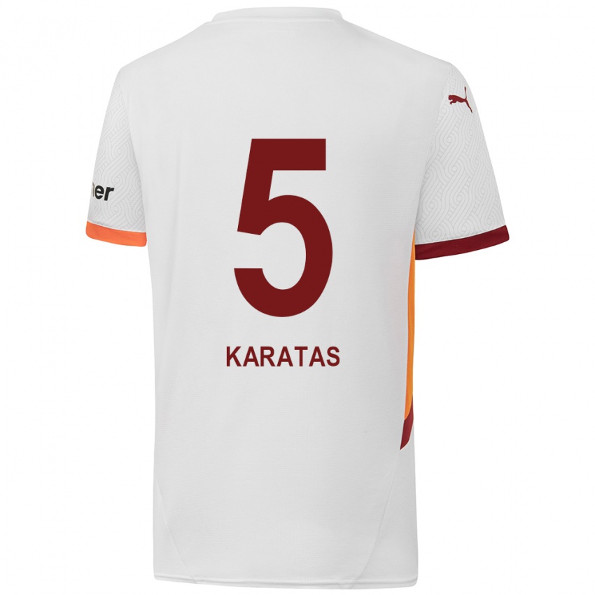 Niño Camiseta Eda Karataş #5 Blanco Amarillo Rojo 2ª Equipación 2024/25 La Camisa