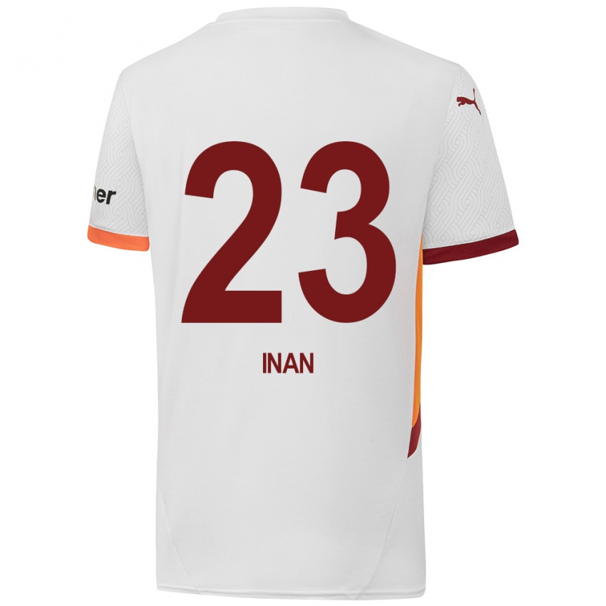 Niño Camiseta Müge İnan #23 Blanco Amarillo Rojo 2ª Equipación 2024/25 La Camisa