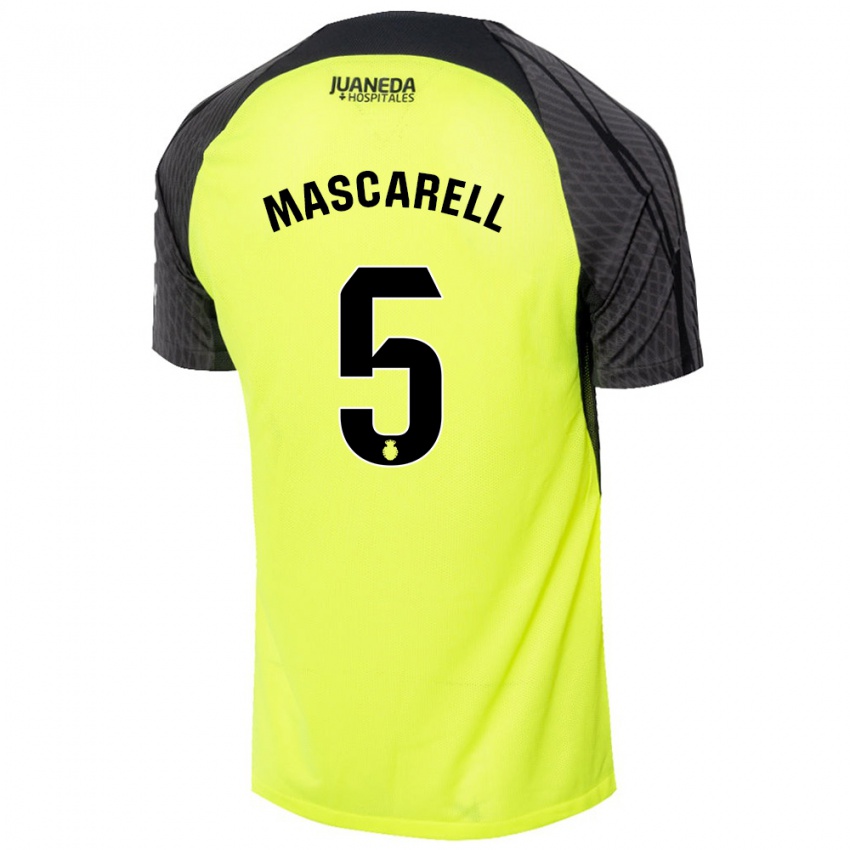 Niño Camiseta Omar Mascarell #5 Verde Fluorescente Negro 2ª Equipación 2024/25 La Camisa