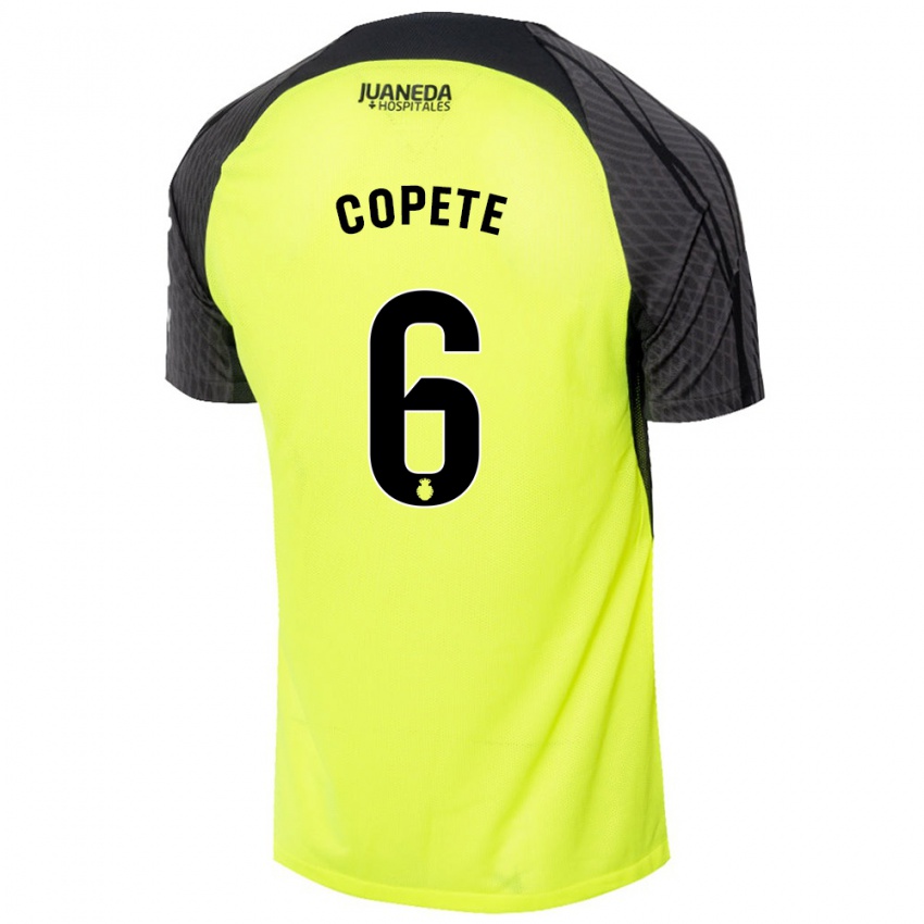 Niño Camiseta José Copete #6 Verde Fluorescente Negro 2ª Equipación 2024/25 La Camisa