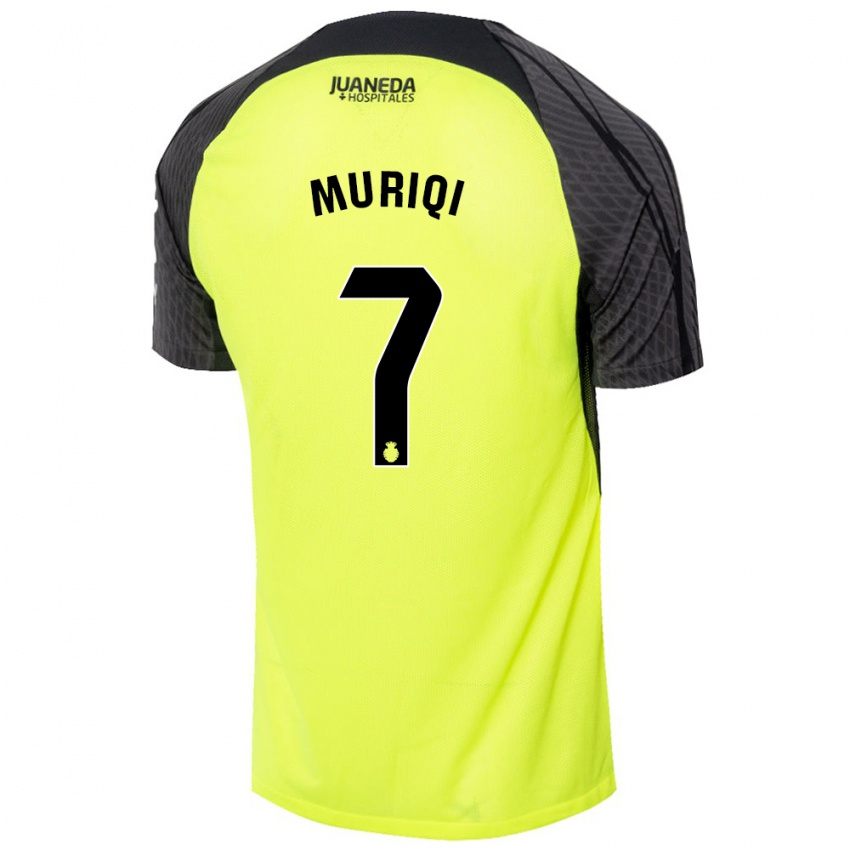 Niño Camiseta Vedat Muriqi #7 Verde Fluorescente Negro 2ª Equipación 2024/25 La Camisa