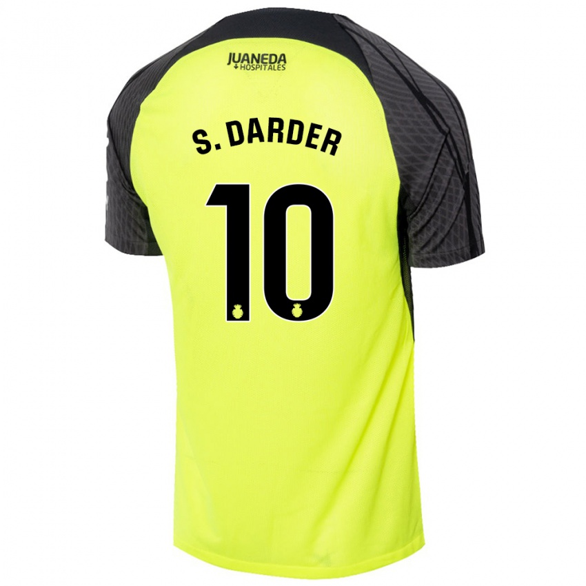 Niño Camiseta Sergi Darder #10 Verde Fluorescente Negro 2ª Equipación 2024/25 La Camisa