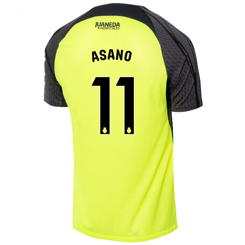 Niño Camiseta Takuma Asano #11 Verde Fluorescente Negro 2ª Equipación 2024/25 La Camisa