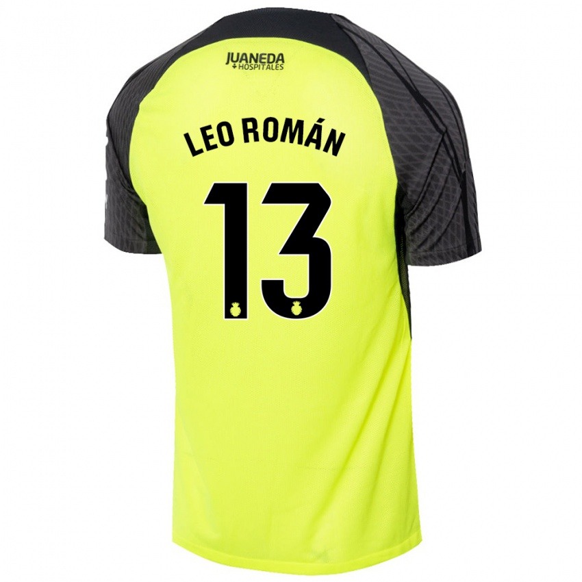 Niño Camiseta Leo Román #13 Verde Fluorescente Negro 2ª Equipación 2024/25 La Camisa