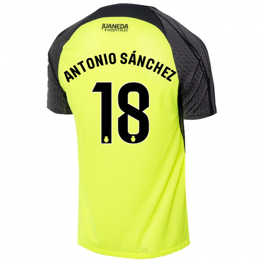 Niño Camiseta Antonio Sánchez #18 Verde Fluorescente Negro 2ª Equipación 2024/25 La Camisa