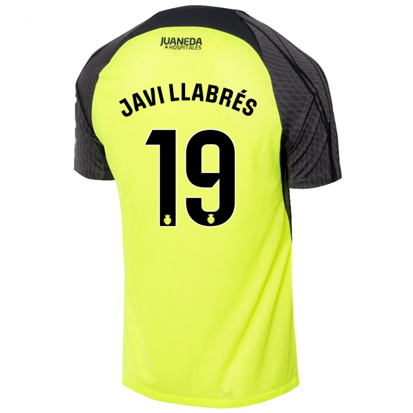 Niño Camiseta Javi Llabrés #19 Verde Fluorescente Negro 2ª Equipación 2024/25 La Camisa