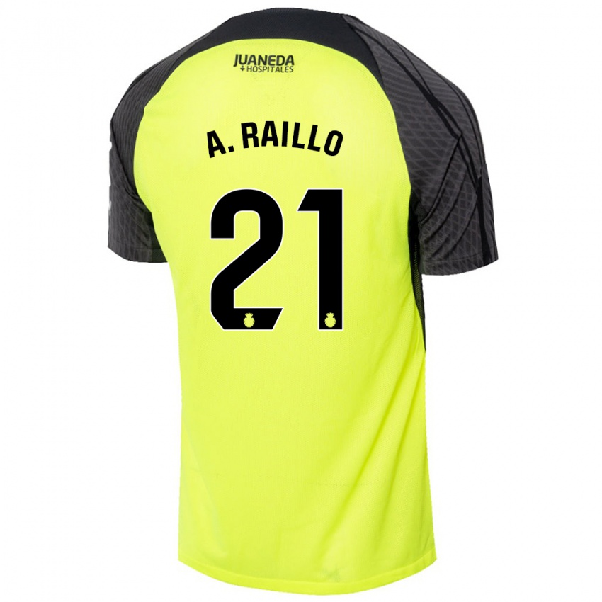 Niño Camiseta Antonio Raíllo #21 Verde Fluorescente Negro 2ª Equipación 2024/25 La Camisa