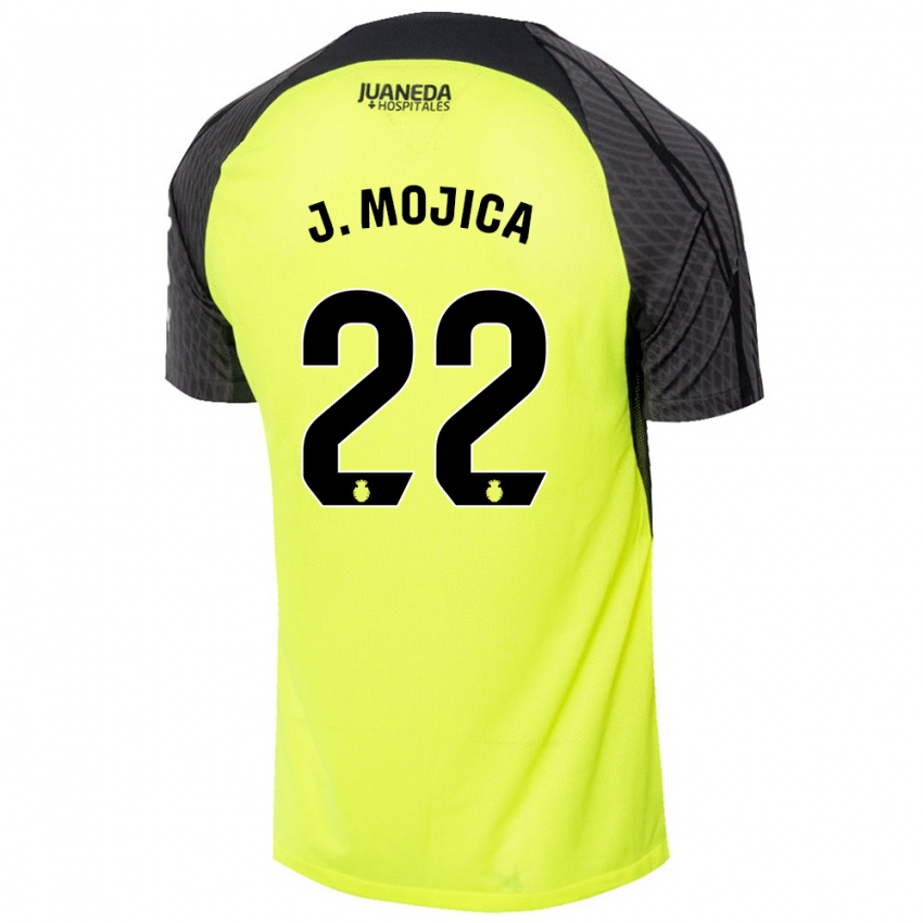 Niño Camiseta Johan Mojica #22 Verde Fluorescente Negro 2ª Equipación 2024/25 La Camisa