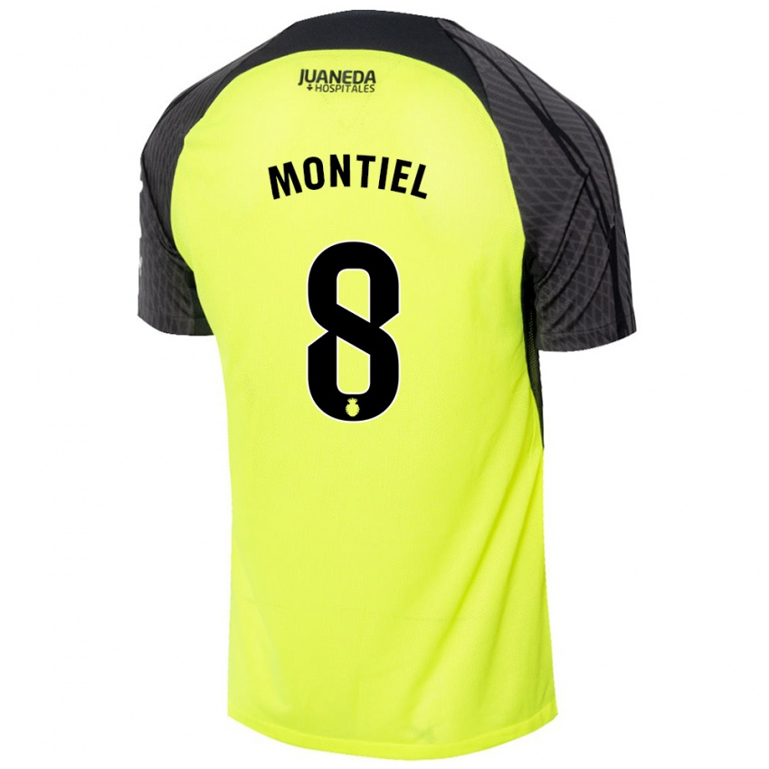 Niño Camiseta Luis Montiel #8 Verde Fluorescente Negro 2ª Equipación 2024/25 La Camisa