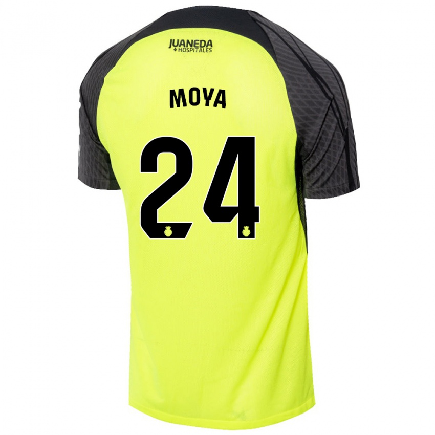 Niño Camiseta Pablo Moyá #24 Verde Fluorescente Negro 2ª Equipación 2024/25 La Camisa