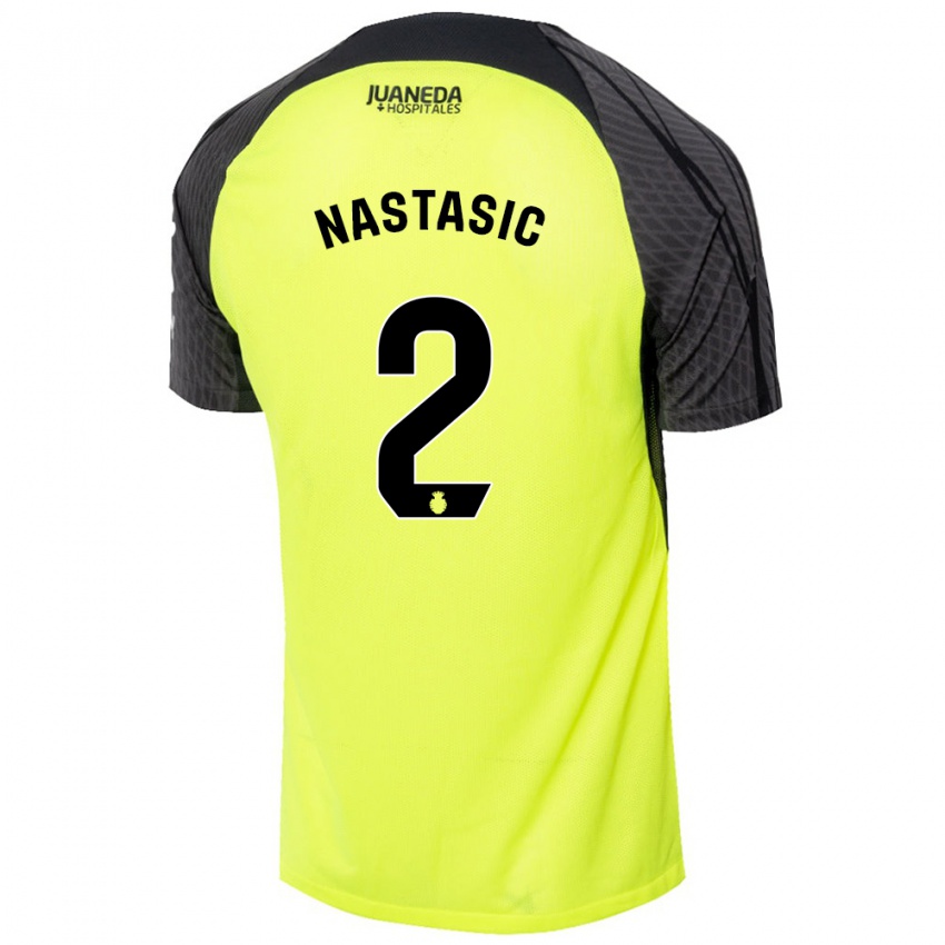 Niño Camiseta Matija Nastasic #2 Verde Fluorescente Negro 2ª Equipación 2024/25 La Camisa