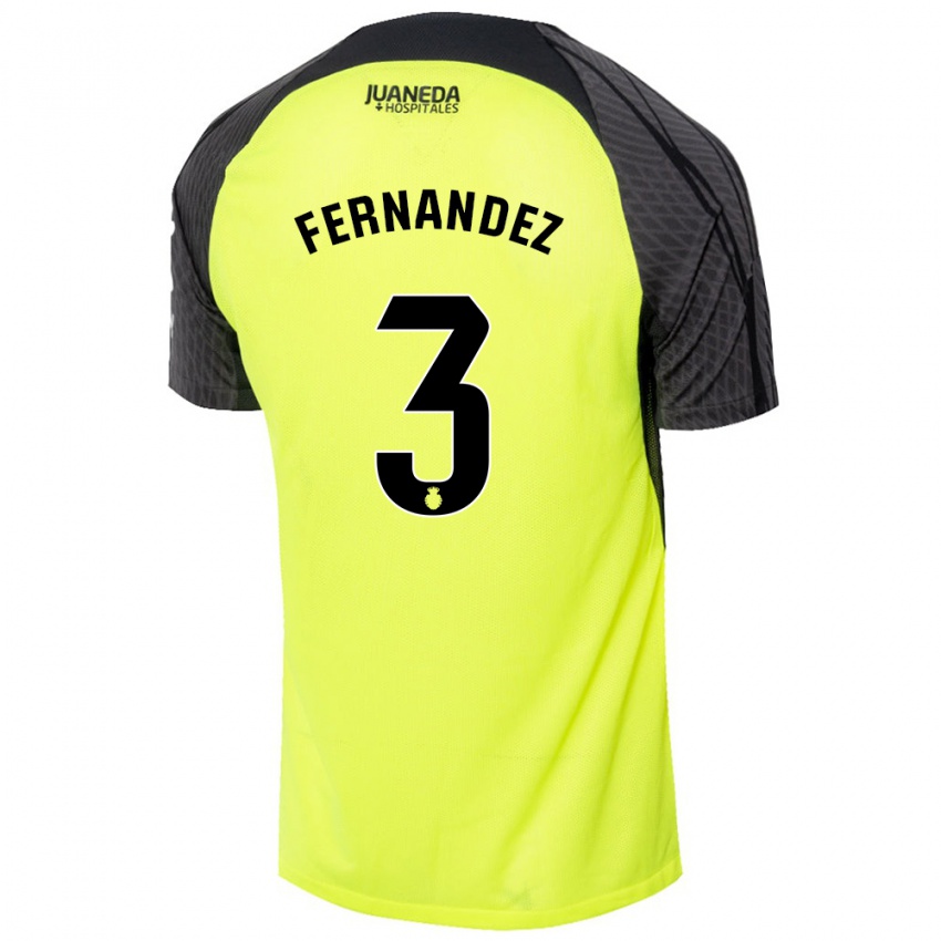 Niño Camiseta Marcos Fernández #3 Verde Fluorescente Negro 2ª Equipación 2024/25 La Camisa