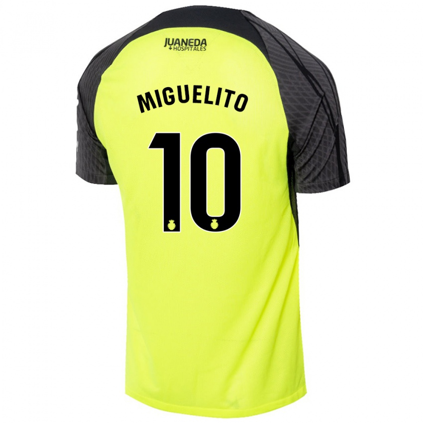 Niño Camiseta Miguelito #10 Verde Fluorescente Negro 2ª Equipación 2024/25 La Camisa