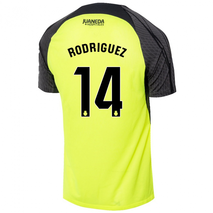 Niño Camiseta Diego Rodríguez #14 Verde Fluorescente Negro 2ª Equipación 2024/25 La Camisa