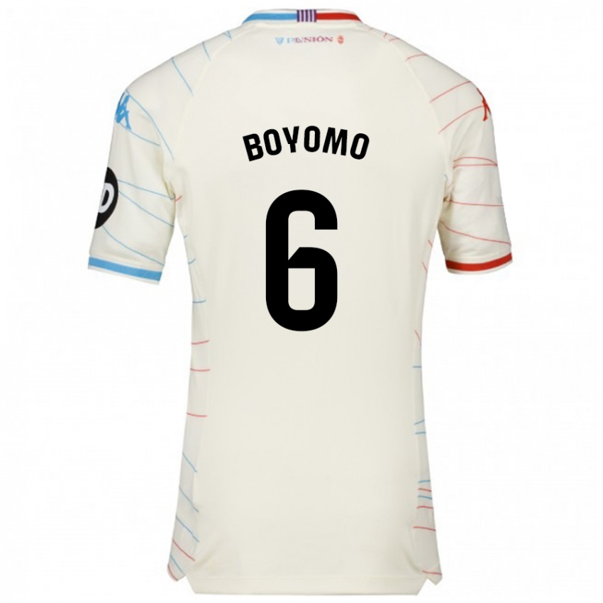 Niño Camiseta Enzo Boyomo #6 Blanco Rojo Azul 2ª Equipación 2024/25 La Camisa