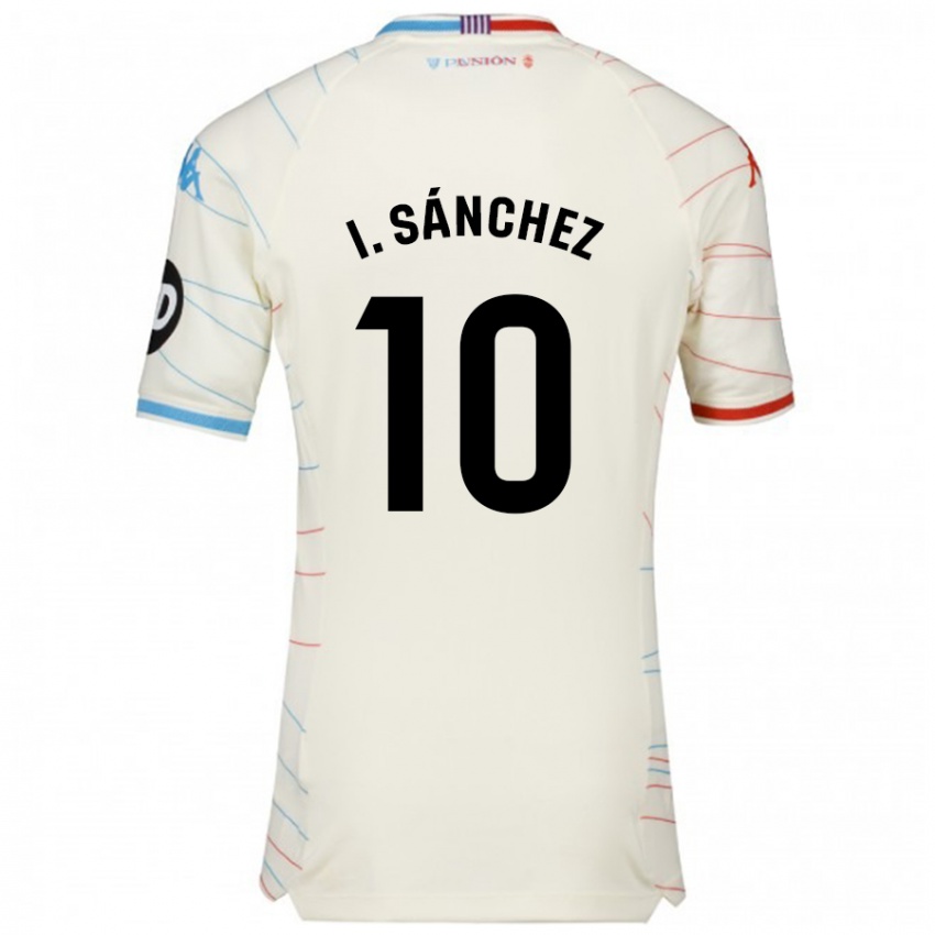 Niño Camiseta Iván Sánchez #10 Blanco Rojo Azul 2ª Equipación 2024/25 La Camisa